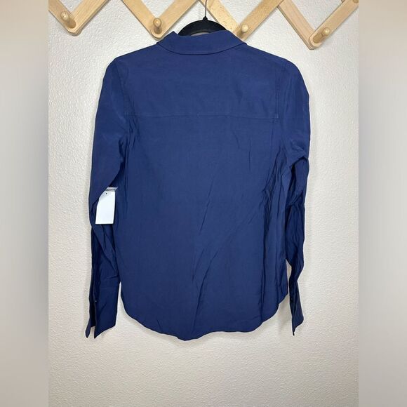 Good American Womens Hi-Low Point-Collar Button-Down Top Blue 1 US S - Picture 6 of 7